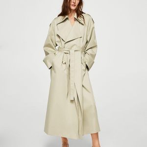 Mango Green Trench Coat